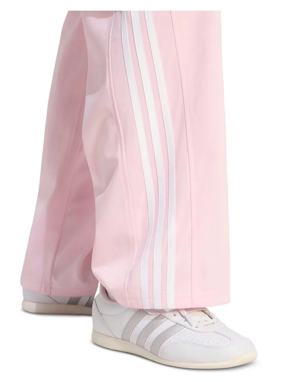 adidas Pink Wide-Leg Track Pants with 3-Stripes